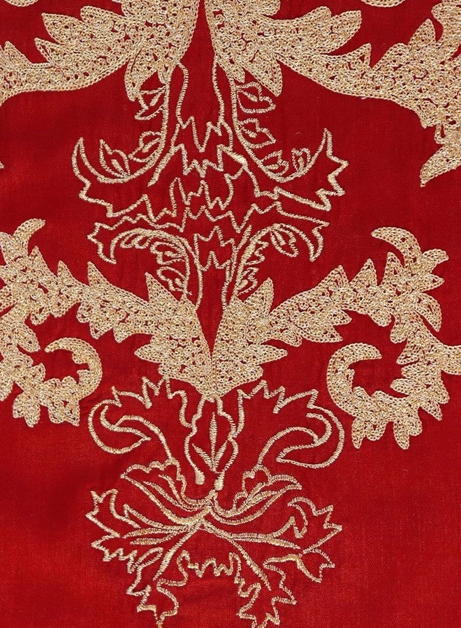 زيبا مفرش طاولة مطرز من زيبا وورلد مع شرابات - مفرش طاولة أنيق من البوليستر الأحمر لطاولة طعام تتسع لأربعة أو ستة أشخاص - ديكور أنيق لغرفة المعيشة، مصنوع من قماش البوليستر، مناسب لغرفة الطعام والمعيشة - Image 3